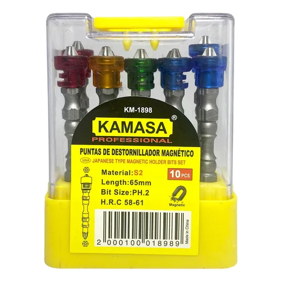 Juego 10 Puntas Magnéticas Dobles Ph2 Phillips 1/4'' Kamasa