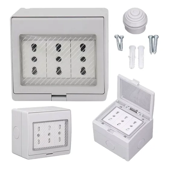Tomacorriente Triple 10/16a Hydrobox Exterior Ip55 250v
