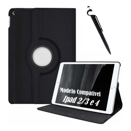 Melhor Case Capa Para iPad 2 3 4 A1395 Antigo + Caneta Cor Preto