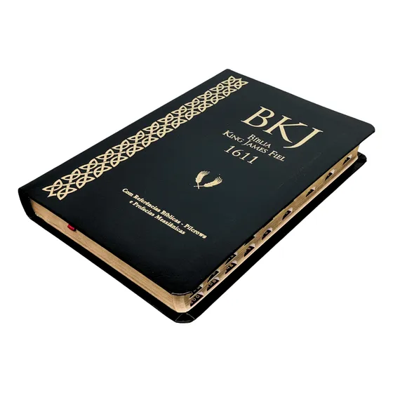 Biblia King James 1611 Com Pilcrows, Referencias, Profecias Messianicas E Palavras Em Vermelho - Capa Luxo Preta Com Indice