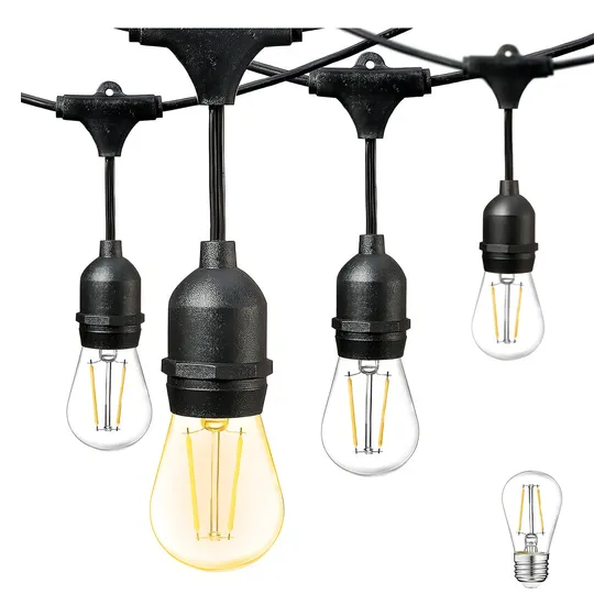 Guirnalda Guia Luces Jardin Lamparitas Led E27 Reforzadas Luz Blanco Cálido