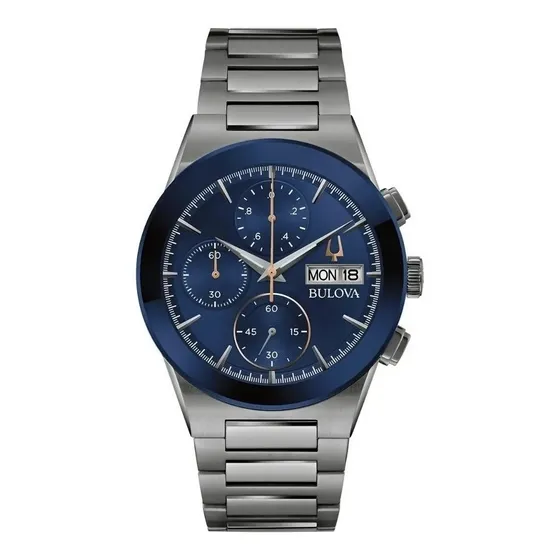 Reloj Bulova Milenia Para Hombre Original 98c143 Time Square Color De La Correa Gris Oscuro
