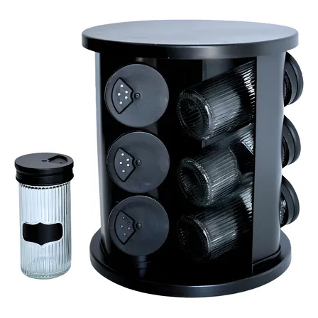 Porta Condimentos Temperos Giratório 9 Potes De Vidro