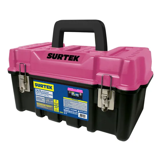 Caja De Herramientas Tapa Rosa Surtek Cps17k Broches Metal