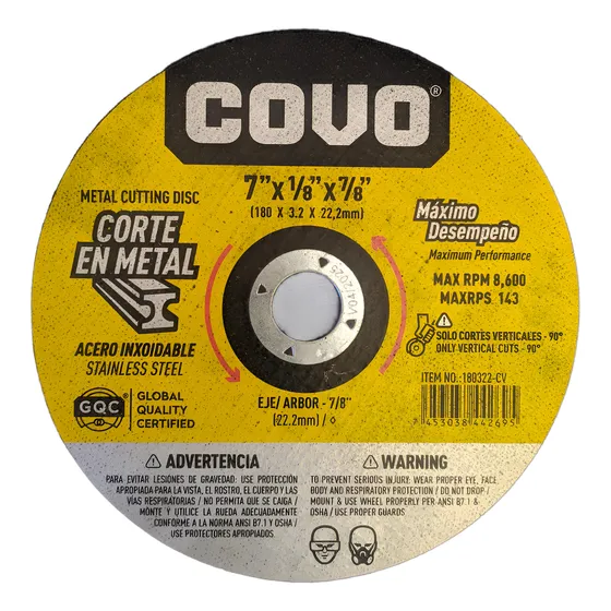 Disco De Corte Metal 7  1/8 X 7/8  Covo
