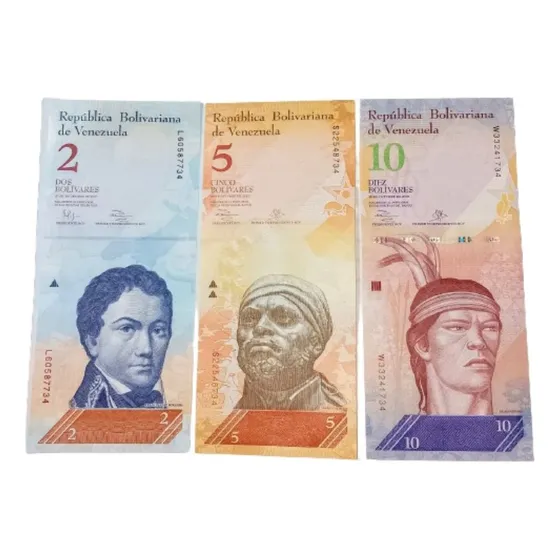 3 Billetes Venezuela 2/5 Y 10 Bolivares 2013  Unc