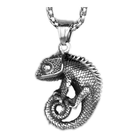 Collar Acero Inox Camaleon Iguana Color Plateado Collar Acero Inox Camaleon Iguana Color Plateado