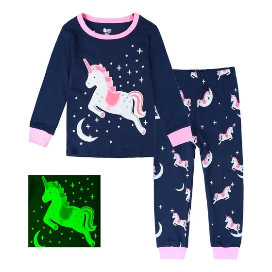 Conjunto De Pijama De Manga Larga Con Unicornio, Algodón, 3-