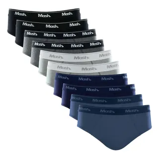 Kit Com 10 Cuecas Slip AlgodĂŁo Elastano Mash Kit Com 10 Cuecas Slip AlgodĂŁo Elastano Mash