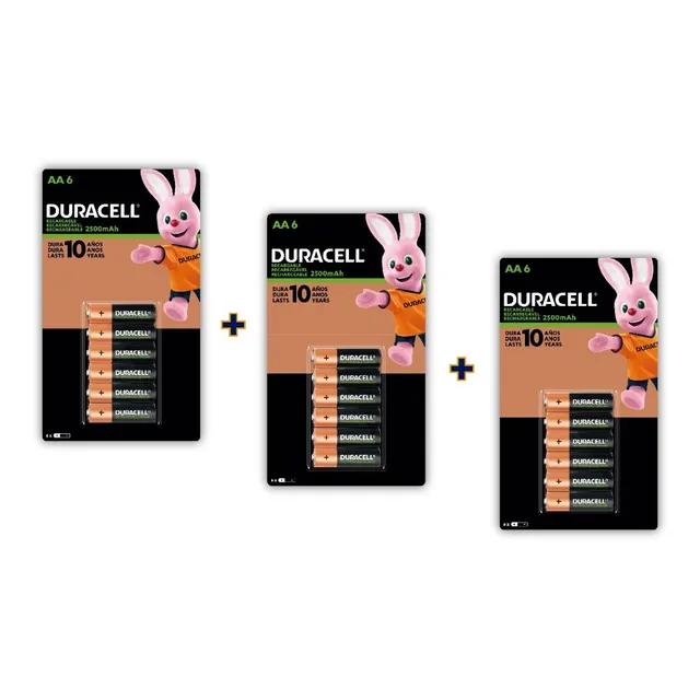 Pila Recargable Aa Duracell Pack 18 Baterías 2500 Mah 1.2v