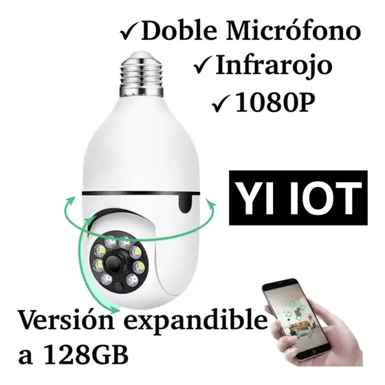 Camara Bombillo Ip Wifi Inalambrica Robotica Seguridad 360