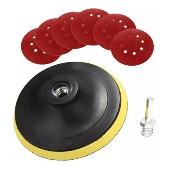 Disco Pulidora Velcro 7 Pulgadas Esmeril Y Taladro + 5 Lijas