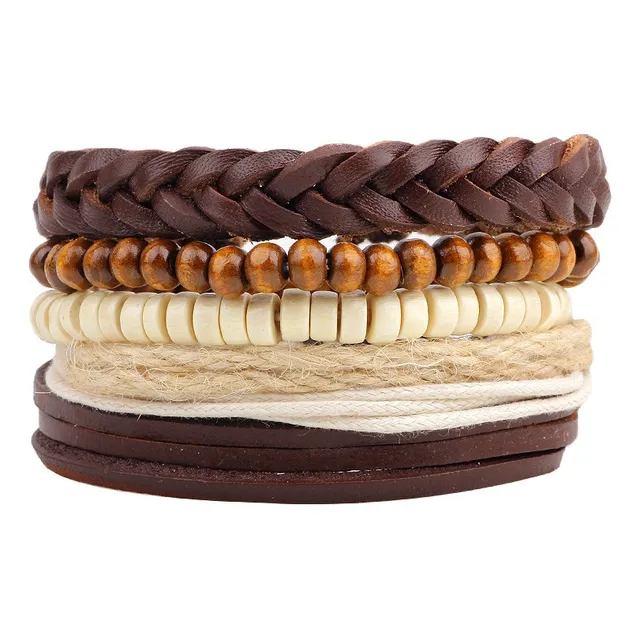Pulsera De Cuero Soguilla E Hilo Ajustable - E032