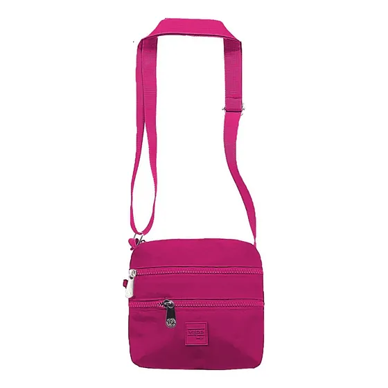 Bolsa Transversal Pequena Feminina Nylon Amassadinho Crinkle Cor Rosa