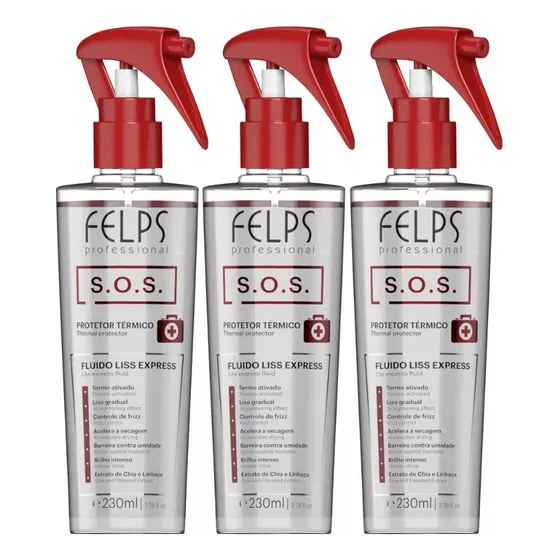 Felps Liss Express Protetor Termico Kit 3 X 300ml 
