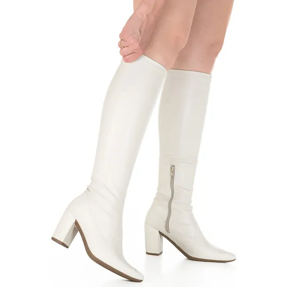 Bota Feminina Salto Alto Bico Fino Cano Longo Stretch Gigil