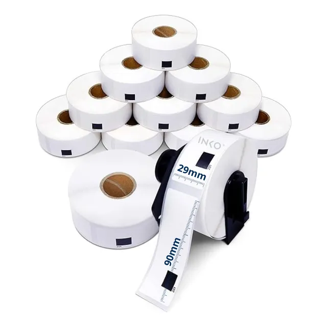 10 Rollos Dk1201 Compatible Brother 29x90 Incluye Portarollo
