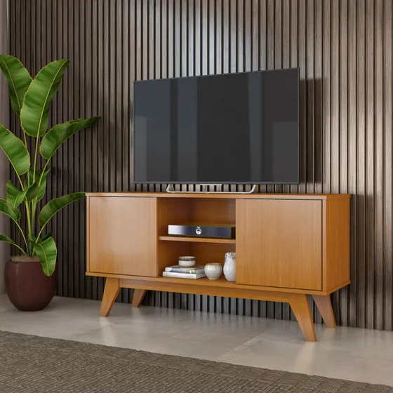 Rack Turim 2 Portas Tv Até 50 Pés Madeira Sala/quarto Dullar Cor Cedro