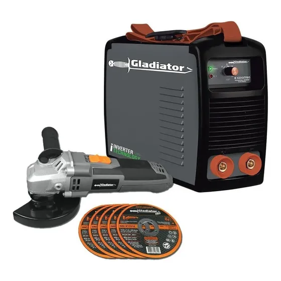Soldadora Inverter 200amp + Amoladora 5discos Gladiator