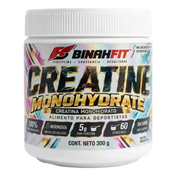 Creatina Monohidratada Binahfit 300g Sin Sabor 60 Servicios Vegan Libre Gluten