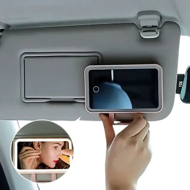 Espejo Para Visera De Vehiculo Recargable Usb Con Luz Led