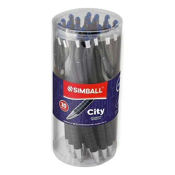 Bolígrafo Simball City 1mm Retráctil X30 Unidades Color De La Tinta Azul Color Del Exterior Negro