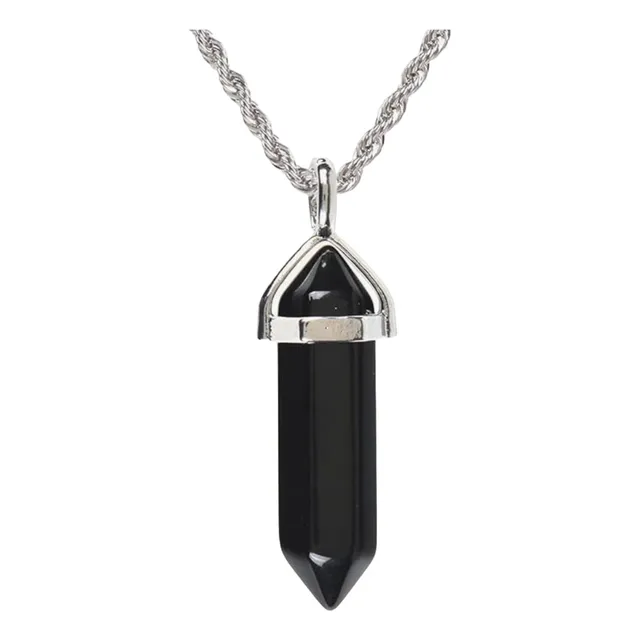 Collar De Cuarzo Piedra Natural  - Cadena Bañada En Plata