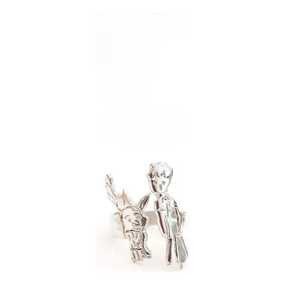 Anillo Principito Y Zorro De Plata Plateado Todos ( Se Ajusta A Todos Los Tamaños)