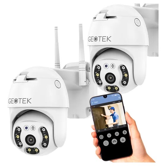Kit 2 Camaras Seguridad Ip Wifi Exterior Full Hd Domo Noctur Color Blanco