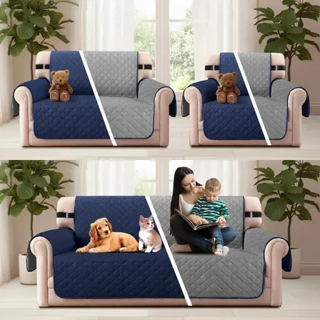 Protector Cubre Sala Sofá 3 Pzas Reversible Decorativo