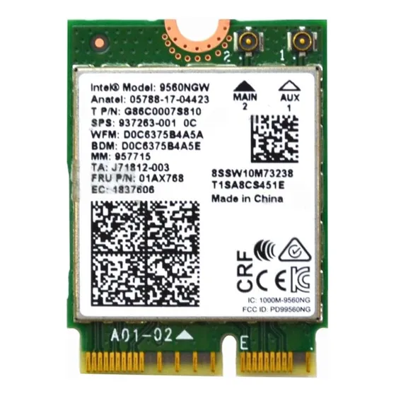 Intel 9560ngw Wireless-ac 9560 Placa Wifi Dual Bluetooth 5.1