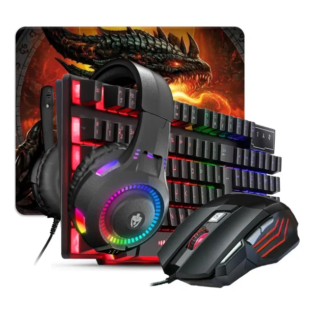 Combo Gamer Periféricos Teclado Mouse Rgb Mouse Pad Headset