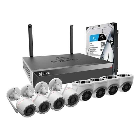 Kit Cámaras Inalámbricas 8ch Nvr + 4 Bullet + 4 Domo