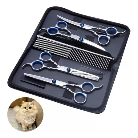 Kit 5 Tesoura Tosa Banho E Tosa Pet Shop Profissionais