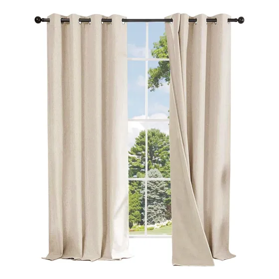 Cortina 100% Blackout 2paños 140x220 Textura Lino Doble Faz®