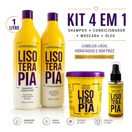 Kit Lisoterapia Shampoo E Condicionador 1l- Máscara- Óleo
