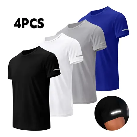 4 Piezas Camisetas Deportivas Transpirables De Secado Rápido
