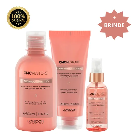 Kit Cmc Restore London - Shampoo + Máscara + Oil Nutrition