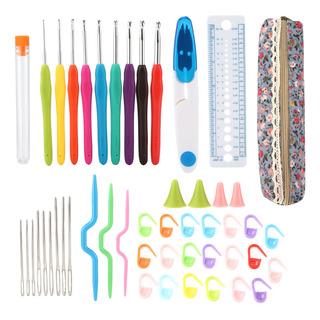 Juego De Herramientas Para Tejer De Aluminio Y Silicona Con Juego De Herramientas Para Tejer De Aluminio Y Silicona Con