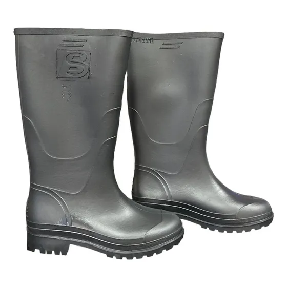 Bota De Pvc Negra Y Beis Caña Larga Sin Puntera Planta Cero
