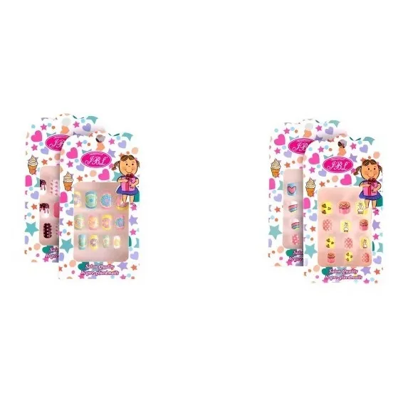 Uñas Postizas Decoradas Para Niñas 12 Pcs Con Pegante