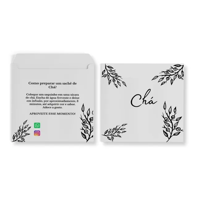 Envelope Personalizado Para Sachê Chá 7,5x7,5 50un - Vazio
