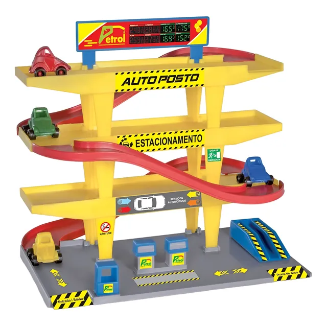 Auto Posto Brinquedo Gas Station Três Andares Com Rampas