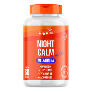 Night Calm Complex Melatonina, Triptofano, Mag 60cps Bigens Sabor Neutro Night Calm Complex Melatonina, Triptofano, Mag 60cps Bigens Sabor Neutro