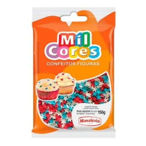 3 Sprinkles Confeti Figura Estrellas Blanca Azul Roja 150g  