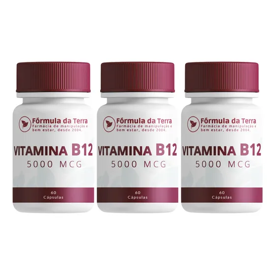 Vitamina B12 Metilcobalamina 5000mcg - Kit 3x - 60 Cápsulas