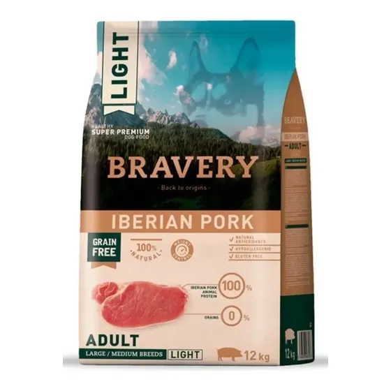Alimento Bravery Cerdo Ibérico Light Adulto Large\u002Fmedium 12 | Cuotas sin interés