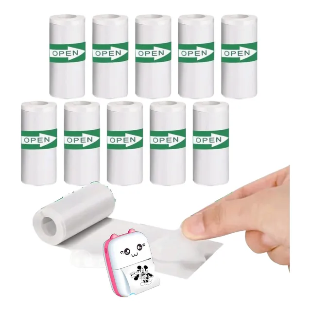 10 Rolos Bobina Papel Adesivo Para Mini Impressora Portatil