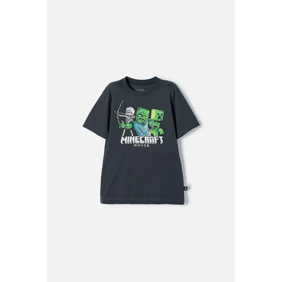 Camiseta De Minecraft Gris Manga Corta Para Niño