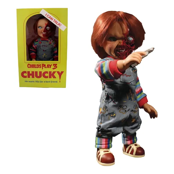 Boneca Mezco Childs Play 3 Pizza Face Chucky de 15 polegadas